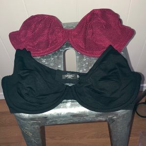 Bundle of 2 body by Victoria bras (red & black), size 34DD